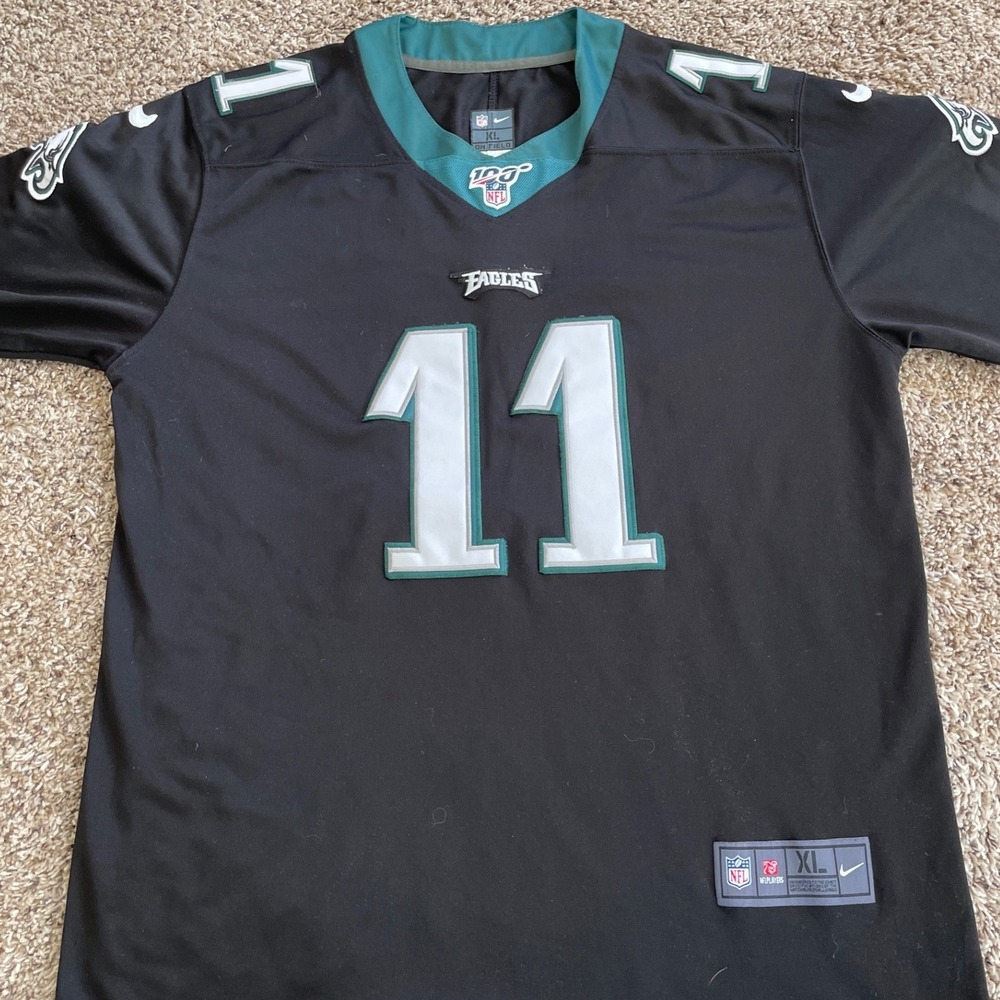 Nike Philadelphia Eagles Carson Wentz 11 NFL 100 Black Jersey Mens XL Stitched - Picture 5 of 16